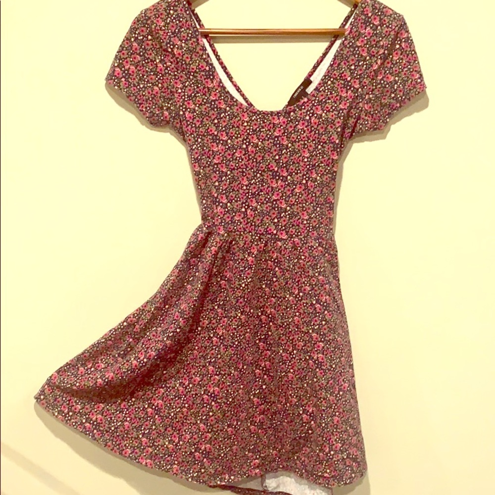 Floral skater dress with cross back